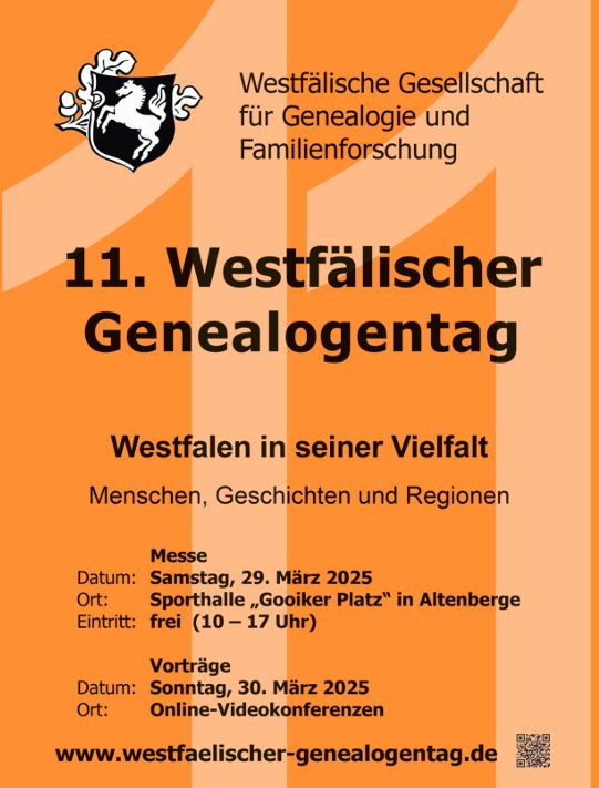 Genealogie-Event 2025: 11. Westfälischer Genealogentag in Altenberge