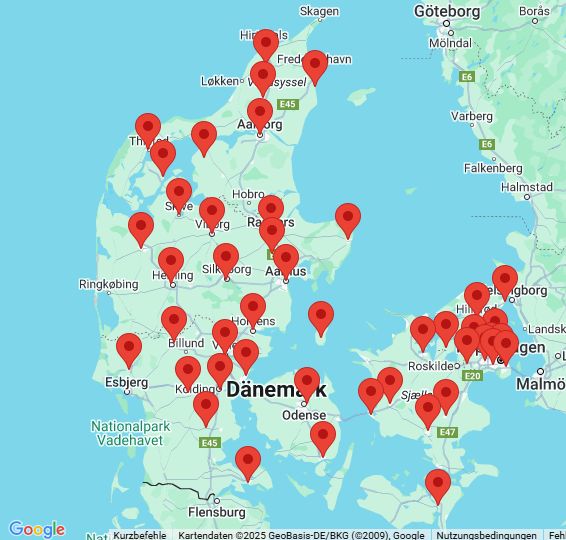 Dänische Genealogie-Gruppen mit Standorten 