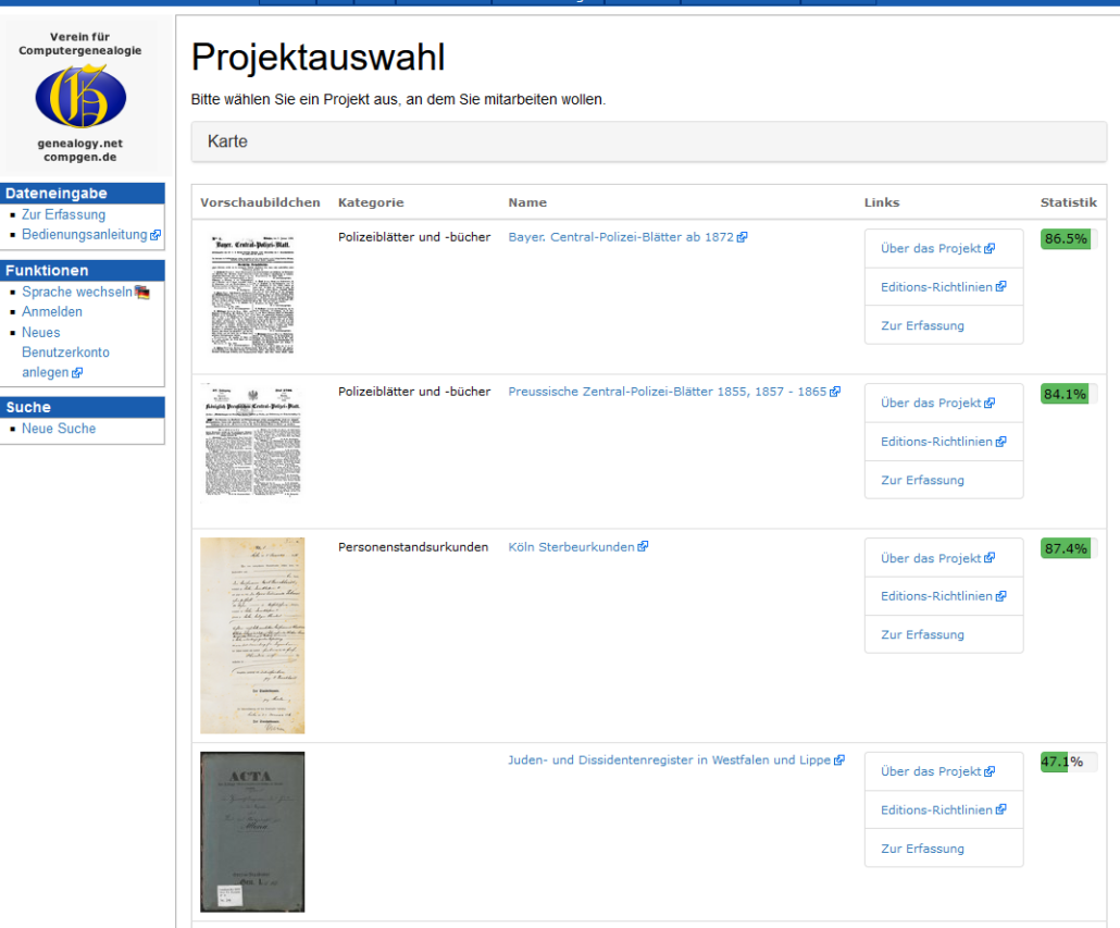 DES-Projektauswahl im GenWiki