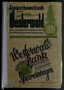 Adressbuch/Einwohnerbuch Westerwald 1931